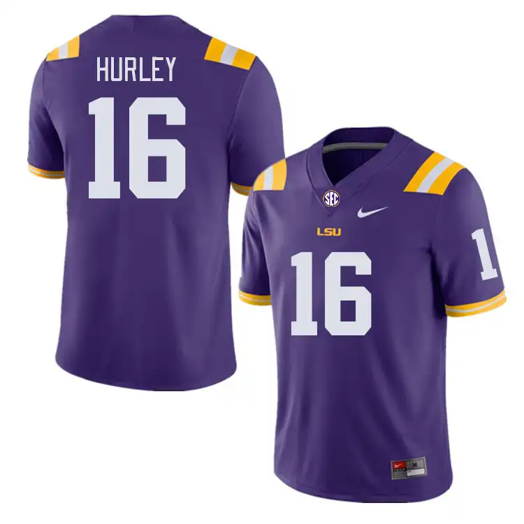 Men's LSU Tigers Colin Hurley #16 Purple NCAA Football Jersey